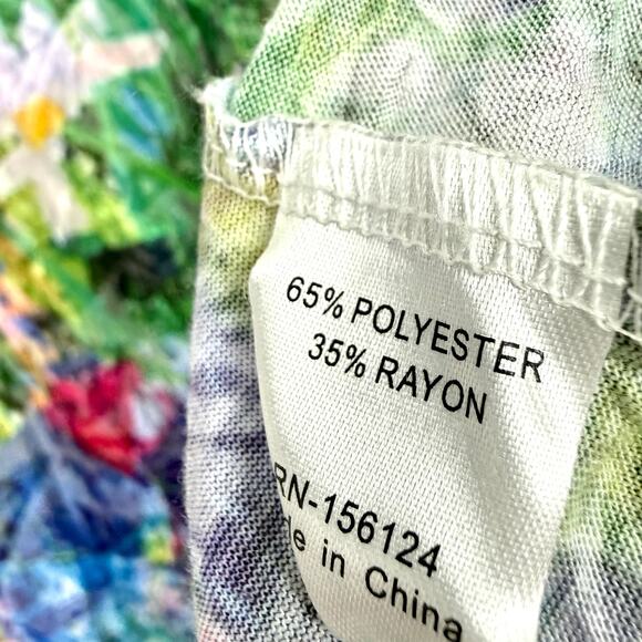 Shana Medium Wearable Art Vibrant Floral Spring Summer Crinkle Blouse Shirt Top - Picture 9 of 10